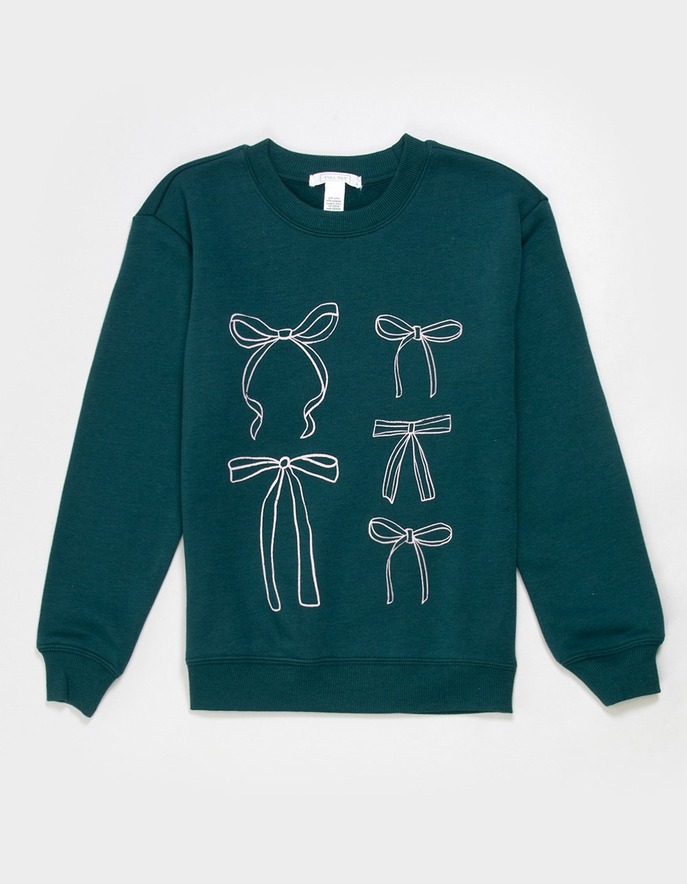 FULL TILT Bow Girls Crewneck Sweatshirt - TEAL GREEN