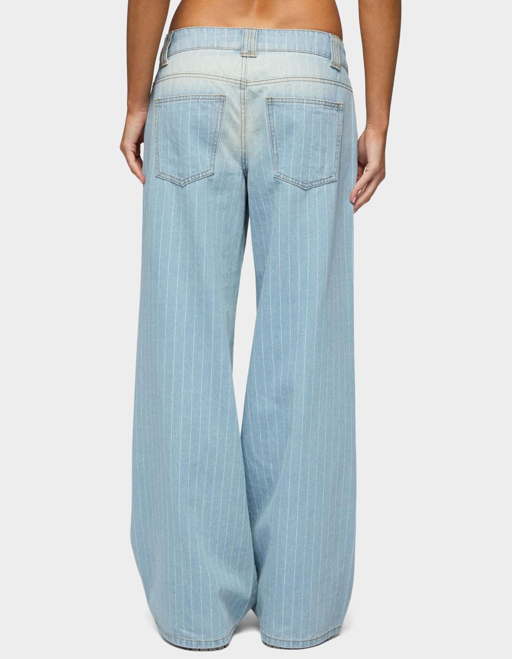 EDIKTED Cory Striped Low Rise Baggy Jeans - LIGHT BLUE