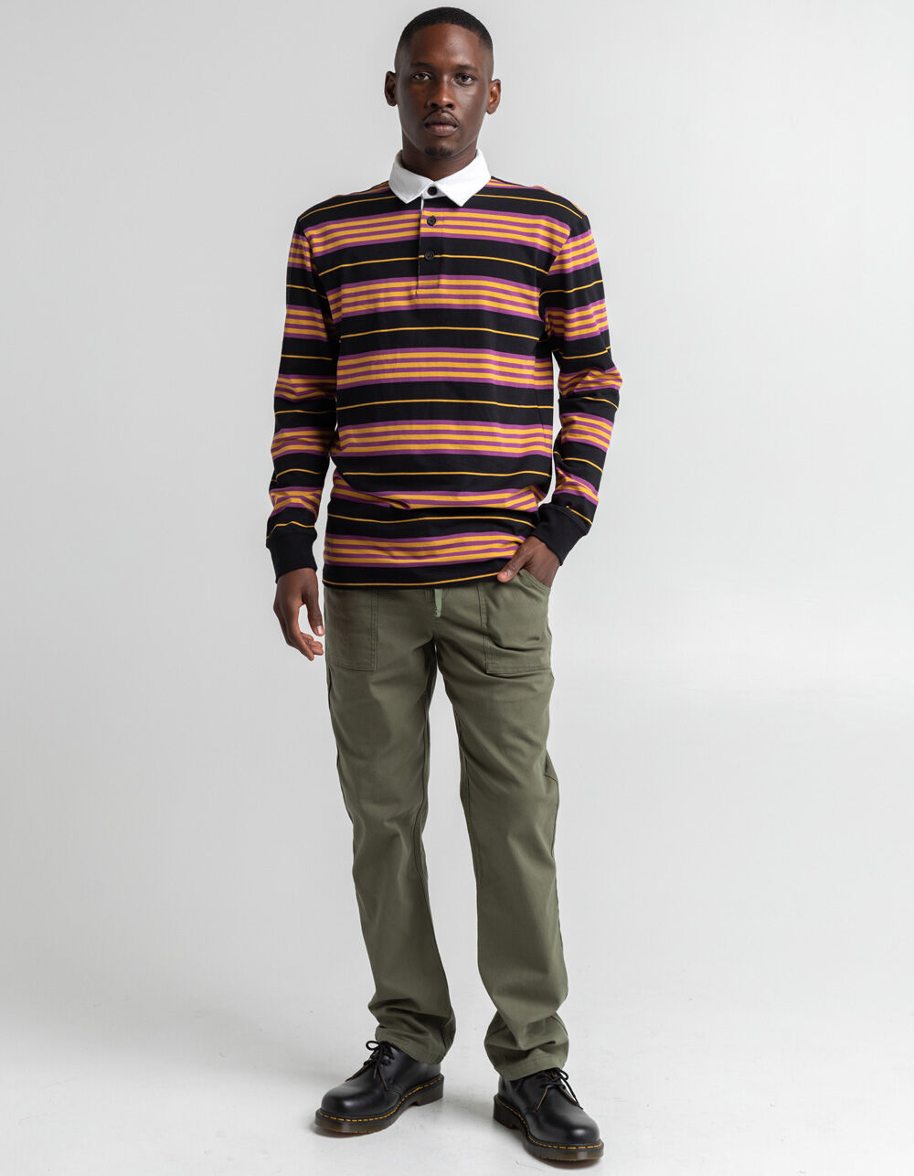 RSQ Striped Mens Rugby Shirt - BLKGO | Tillys