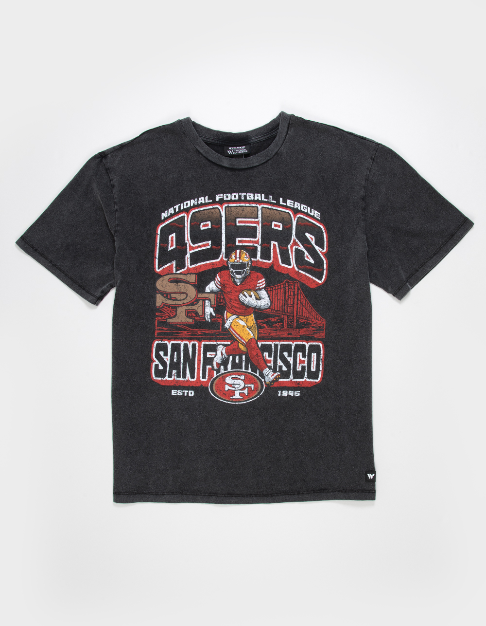 THE WILD COLLECTIVE San Francisco 49ers Player Mens Tee - WASHED BLACK