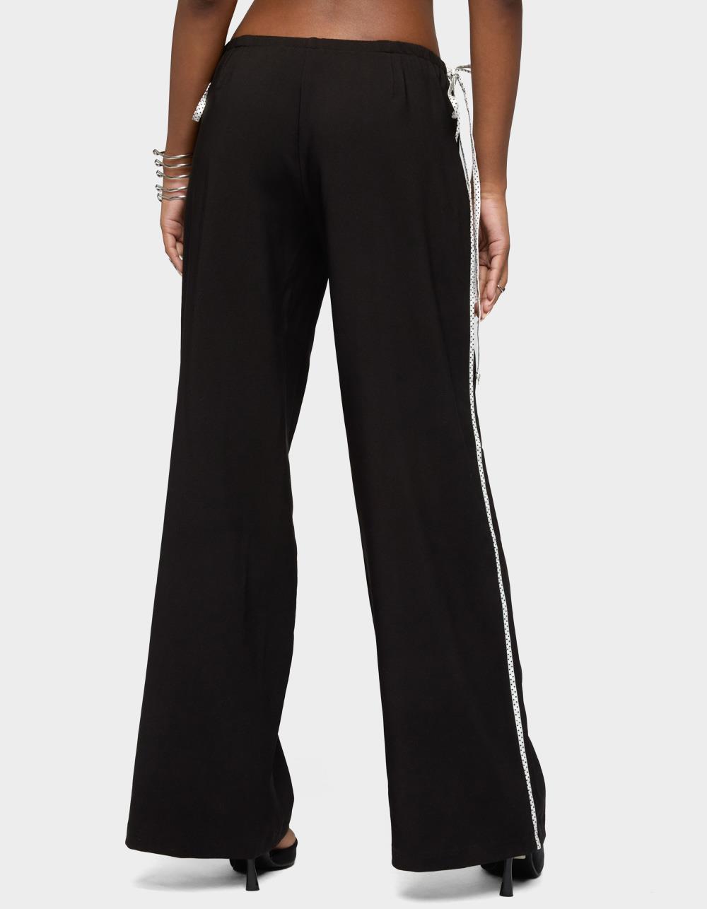 EDIKTED Mikah Dotted Ribbon Wide Leg Pants - BLACK