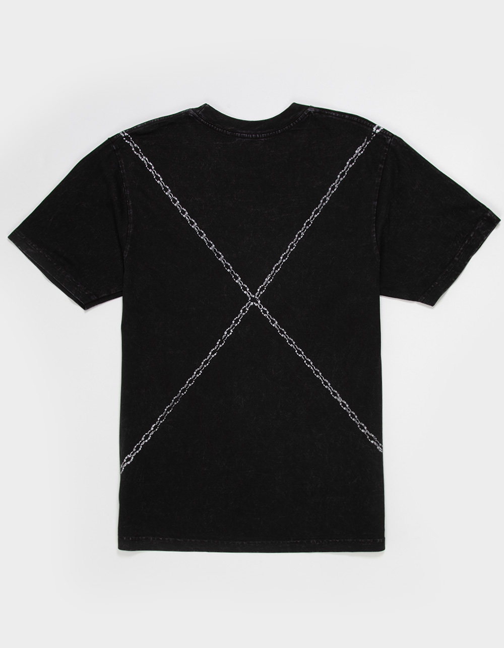 LA FAMILIA Chain Stone Rhinestone Mens Boxy Tee - WASHED BLACK
