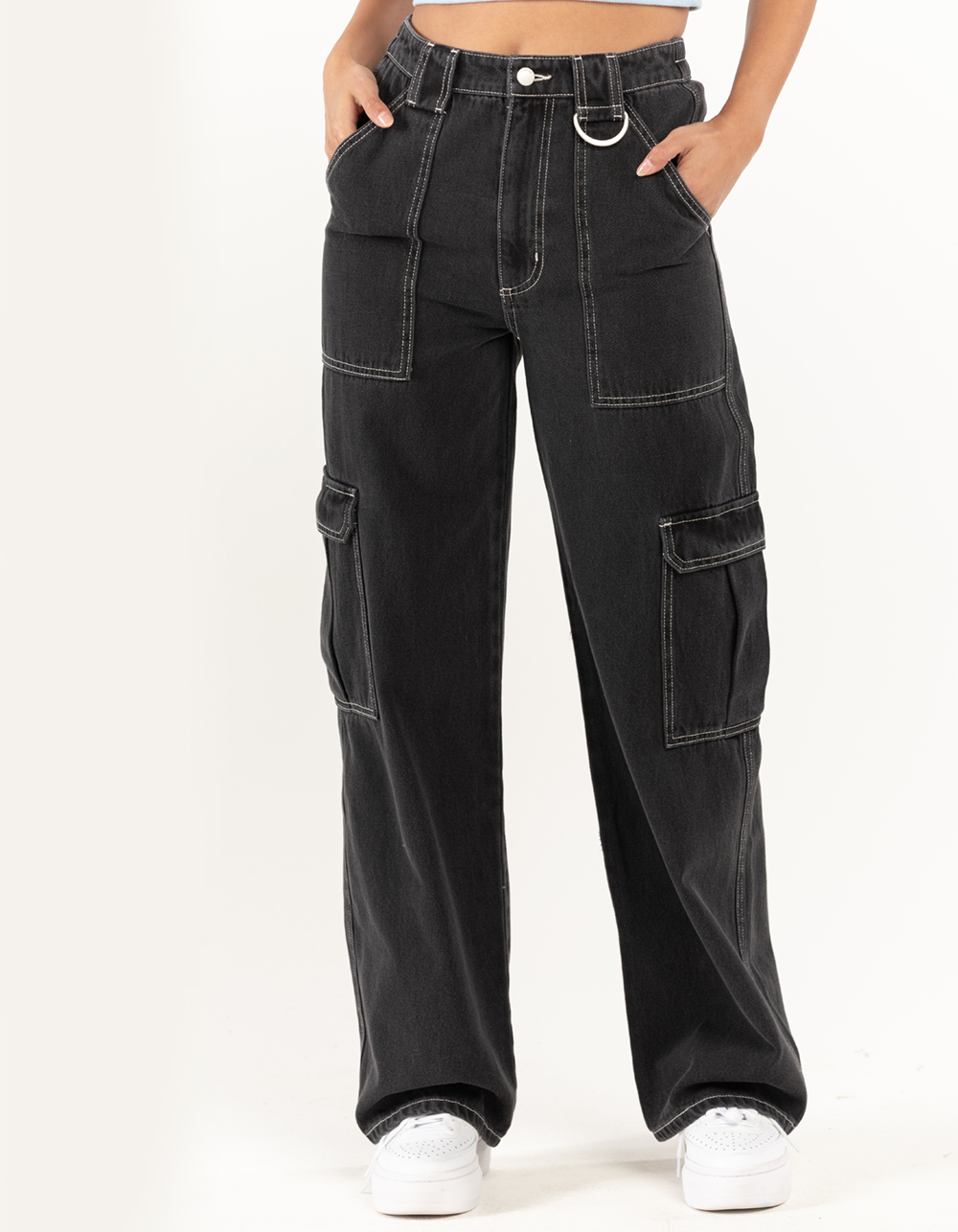 RSQ Womens D Ring Cargo Loose Pants - WASHED BLACK | Tillys