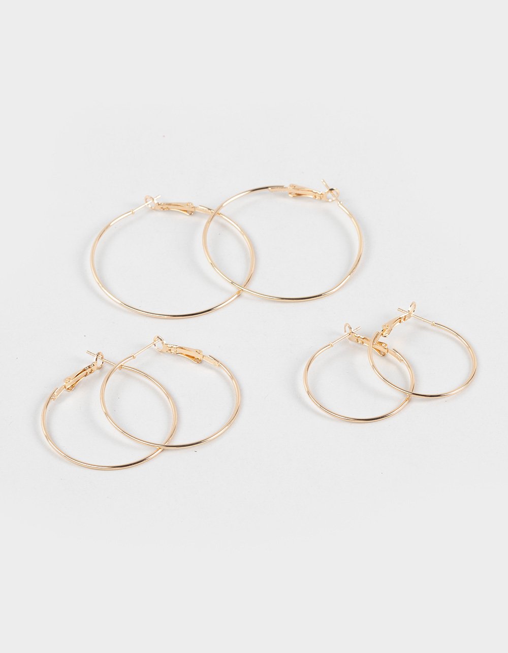 FULL TILT 3 Pack Thin Hoop Earrings - GOLD