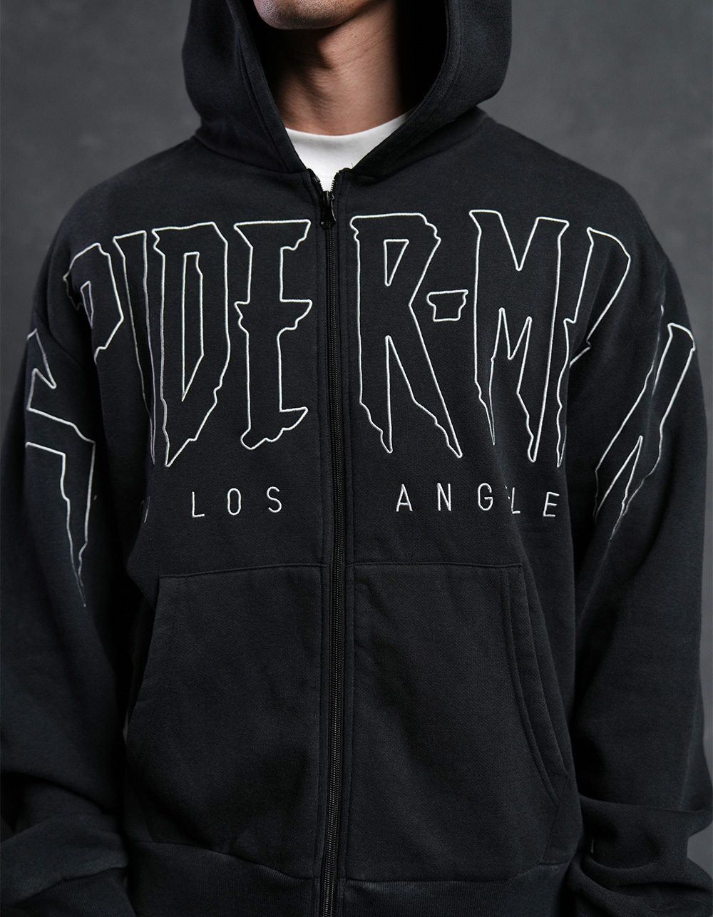CVLA x Marvel Spider-Man Sigil Mens Zip-Up Hoodie - WASHED BLACK