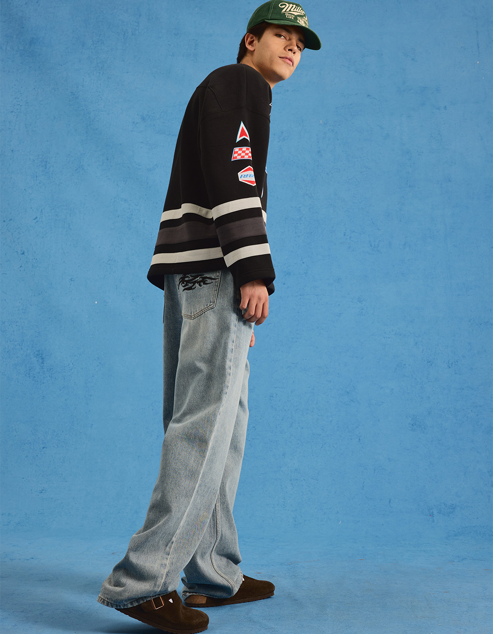 RSQ Mens Baggy Embroidered Jeans