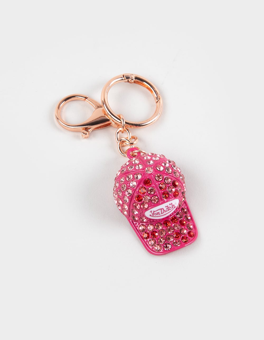 VON DUTCH Rhinestone Hat Bag Charm - PINK