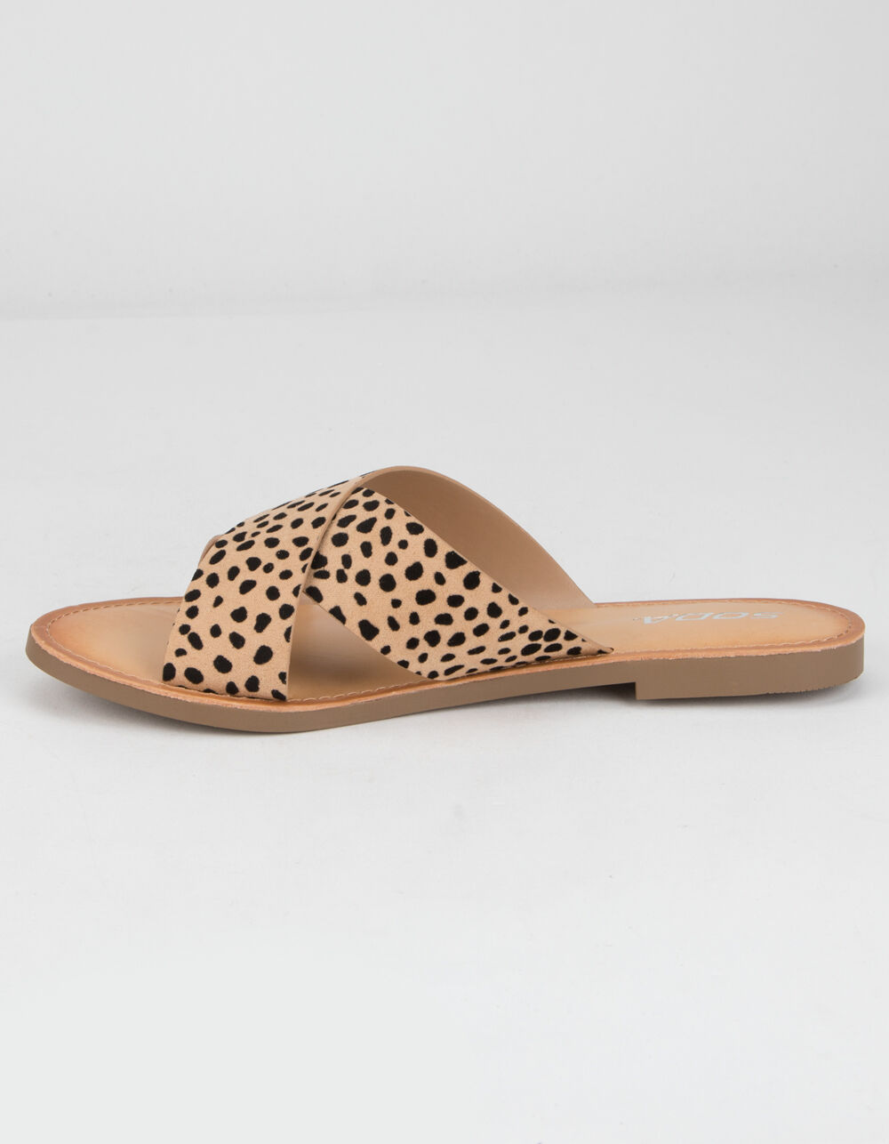 SODA Crisscross Cheetah Womens Slide Sandals image number 2