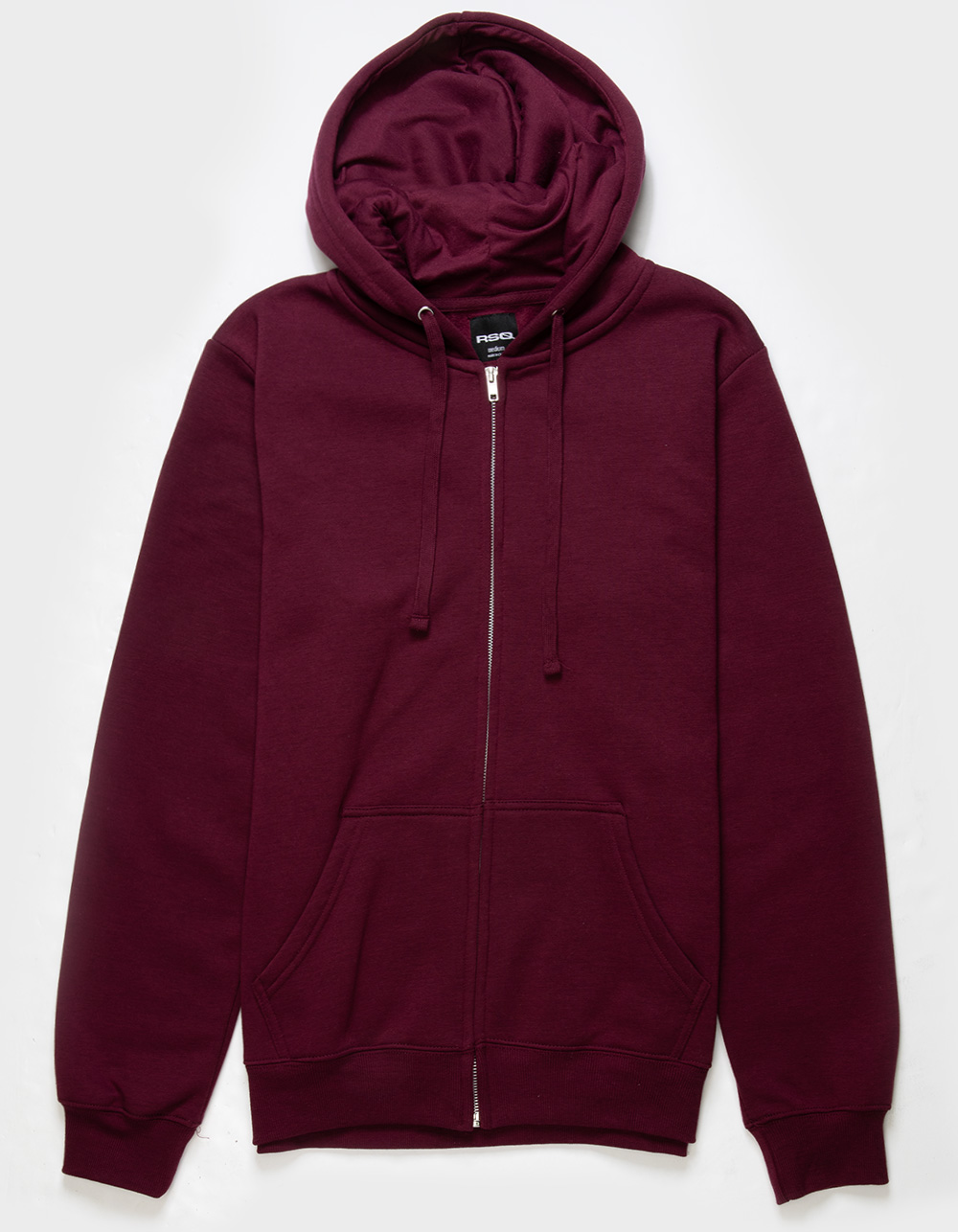 RSQ Mens Full Zip Fleece Hoodie - BURGUNDY