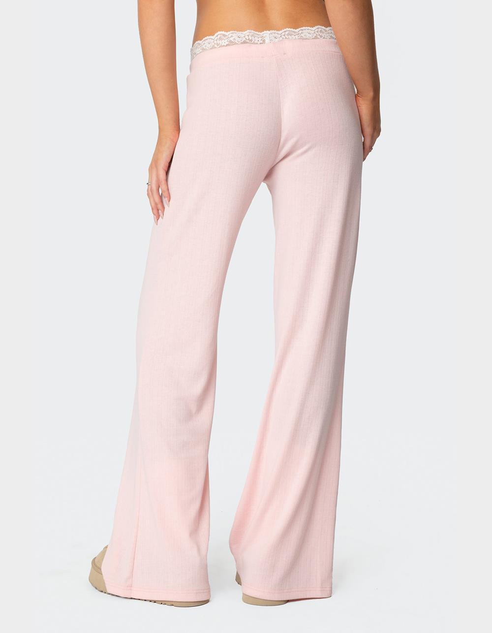EDIKTED Peekaboo Lace Pants - PINK