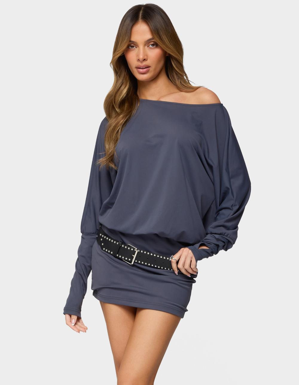 EDIKTED Venice Open Back Mini Dress - GRAY