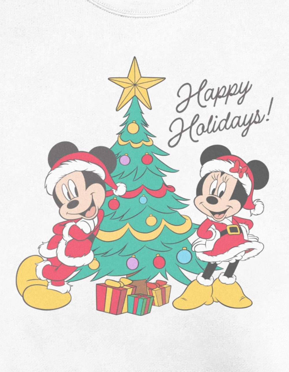 DISNEY Happy Holidays Tree Unisex Crewneck Sweatshirt - WHITE