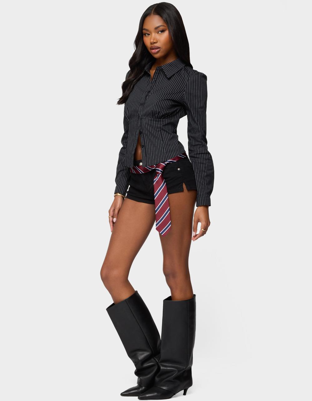 EDIKTED Tailored Pinstripe Button Up Shirt