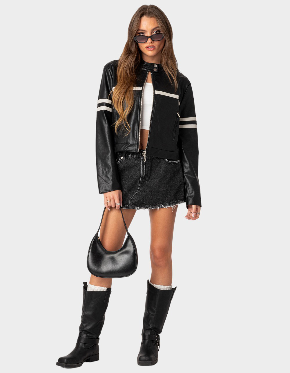 EDIKTED Rockstar Oversized Faux Leather Womens Jacket - BLACK | Tillys