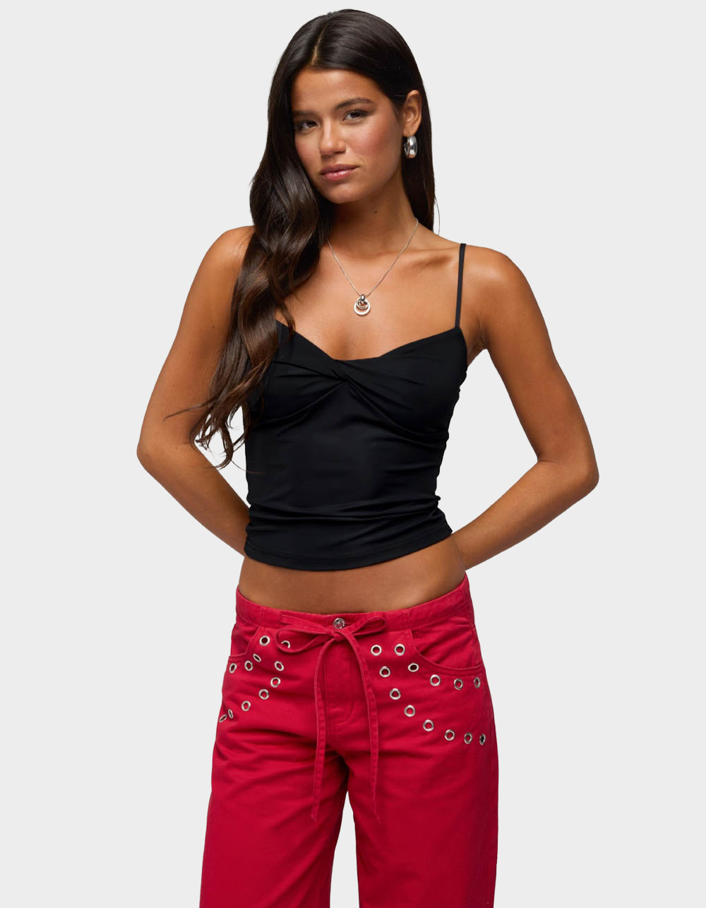 EDIKTED Pyper Twisted Tank Top - BLACK