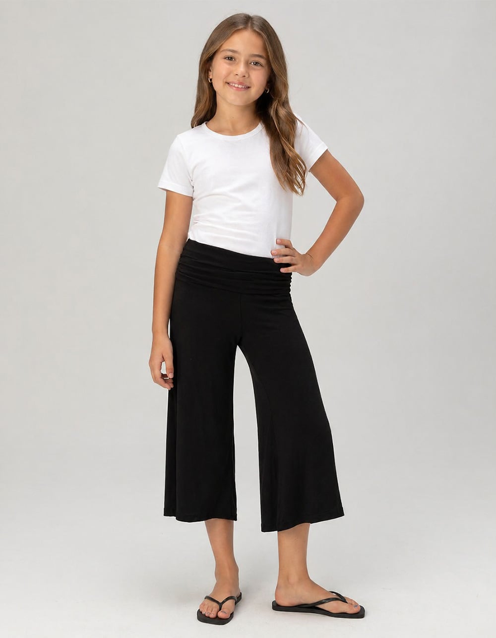 FULL TILT Girls Wide Leg Gaucho Pants - BLACK
