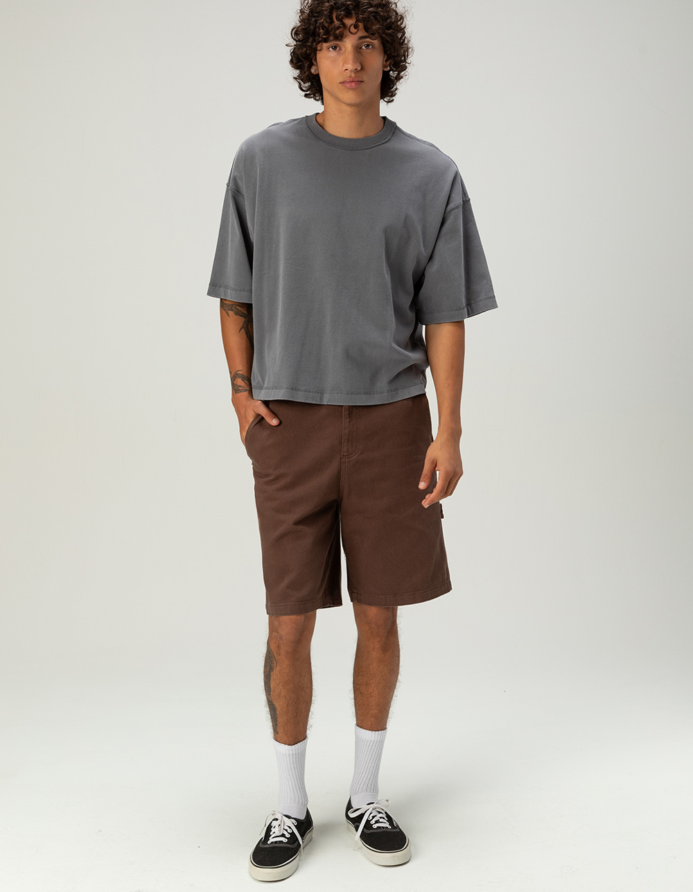 RSQ Mens Loose Twill Carpenter Shorts - COFFEE