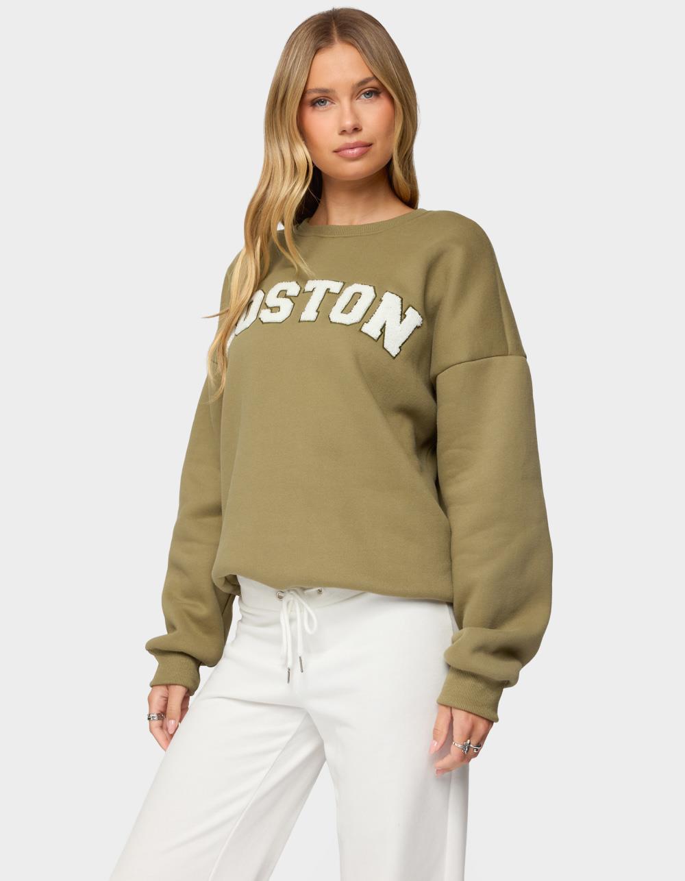 EDIKTED Boston Girl Sweatshirt - DK GREEN