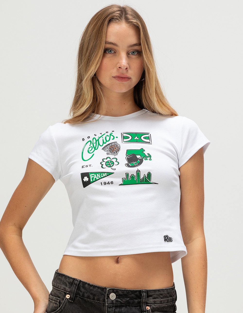 HYPE AND VICE Boston Celtics Womens Baby Tee - WHITE