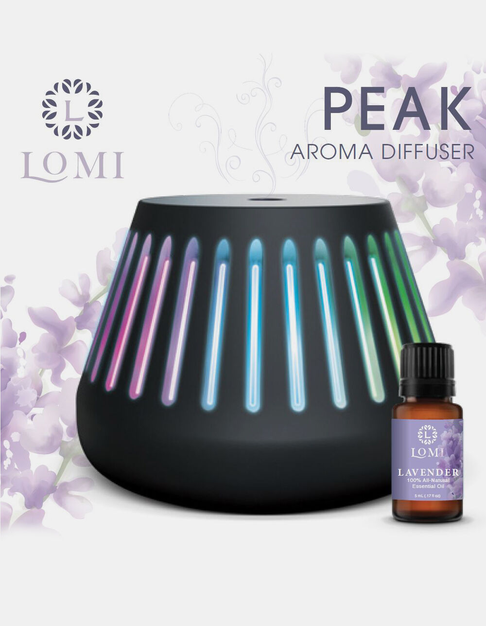 LOMI Peak Aroma Black LED Diffuser BLKCO LOMD1038BK