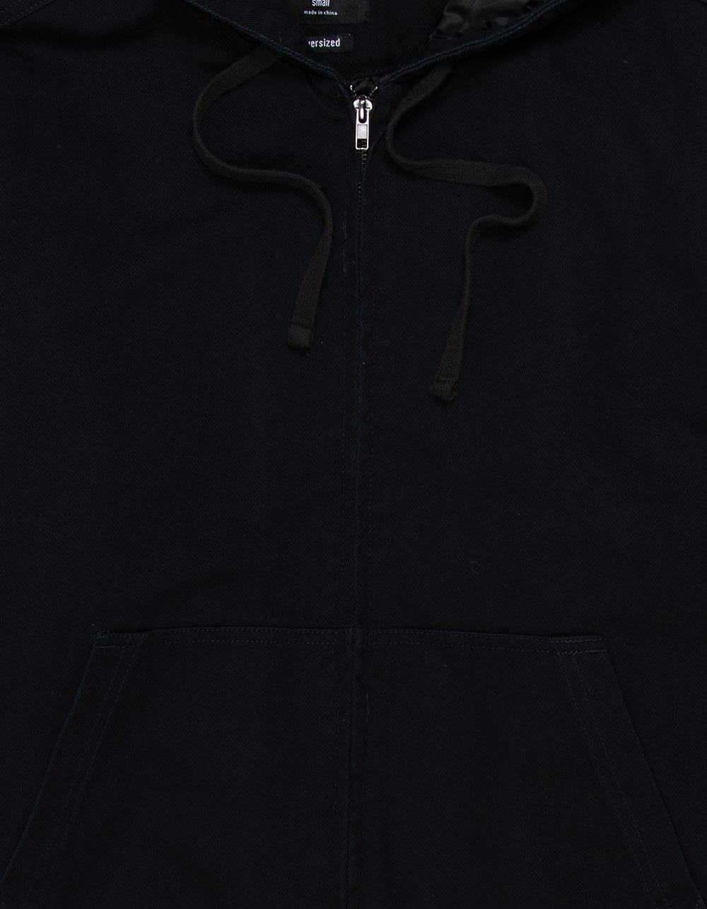 RSQ Mens Oversized Hooded Twill Jacket - BLACK