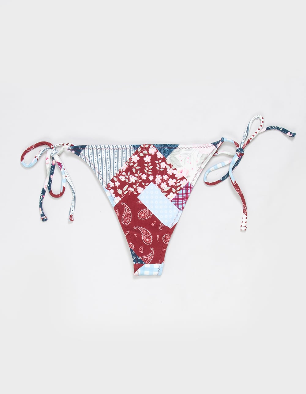FULL TILT Textured Reversible Tie Side Cheeky Bikini Bottoms - MULTI