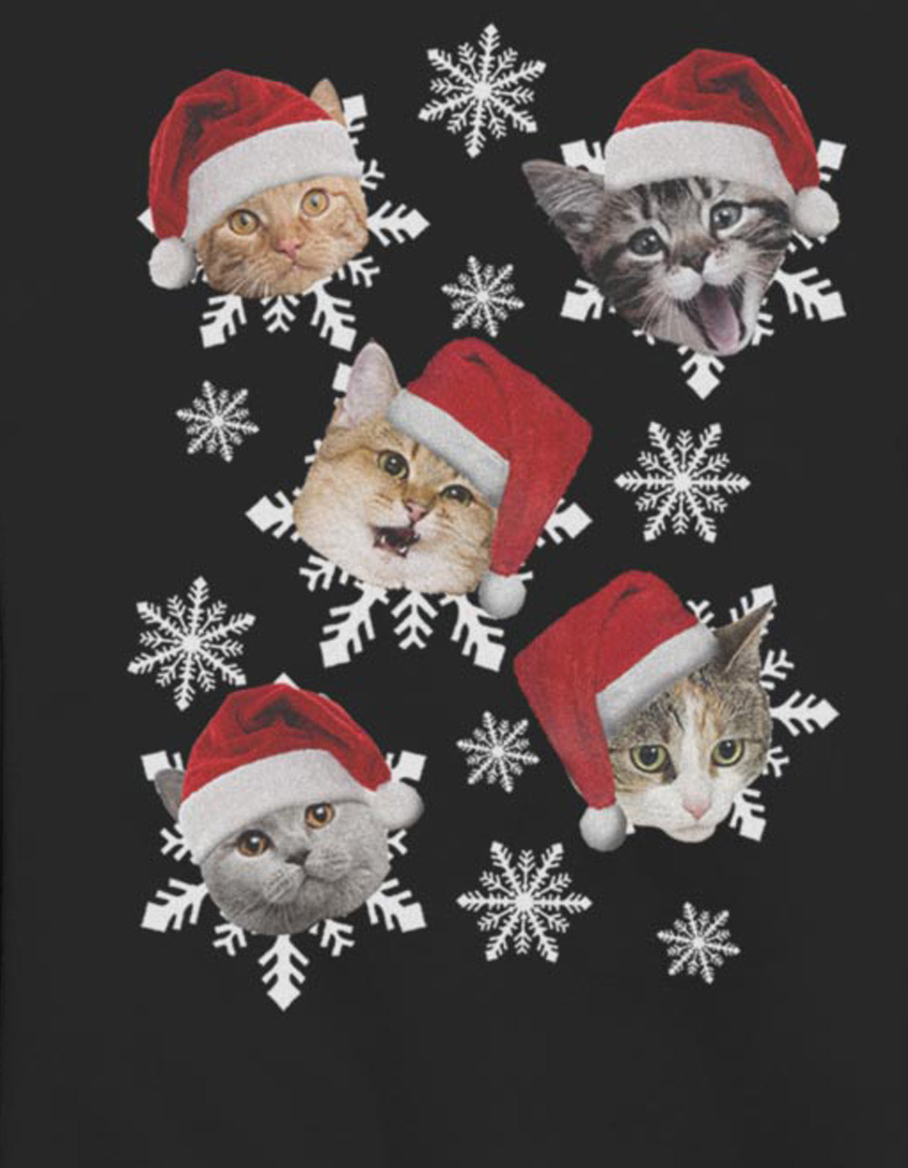 HOLIDAY Santa Hat Cats Unisex Christmas Sweatshirt - BLACK