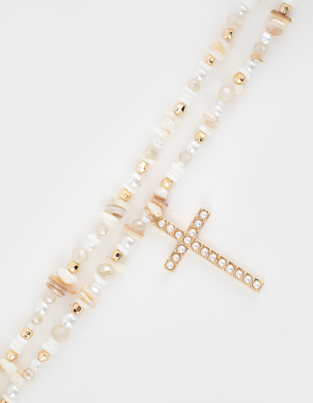 FULL TILT Layered Beaded Cross Necklace - MULTI
