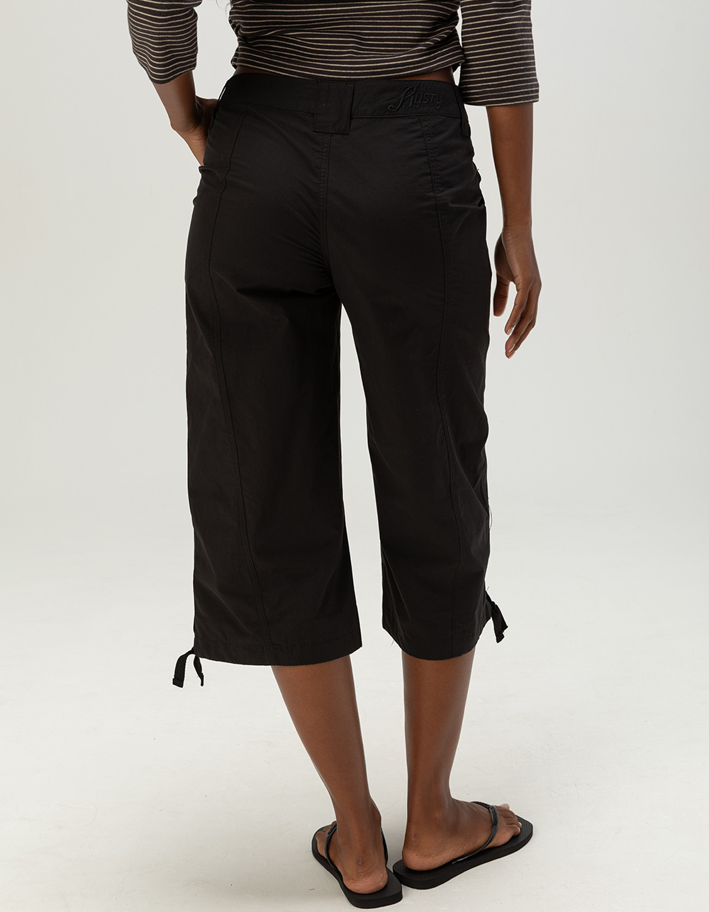 RUSTY Cameron Womens Low Rise Relaxed Capri Pants - BLACK