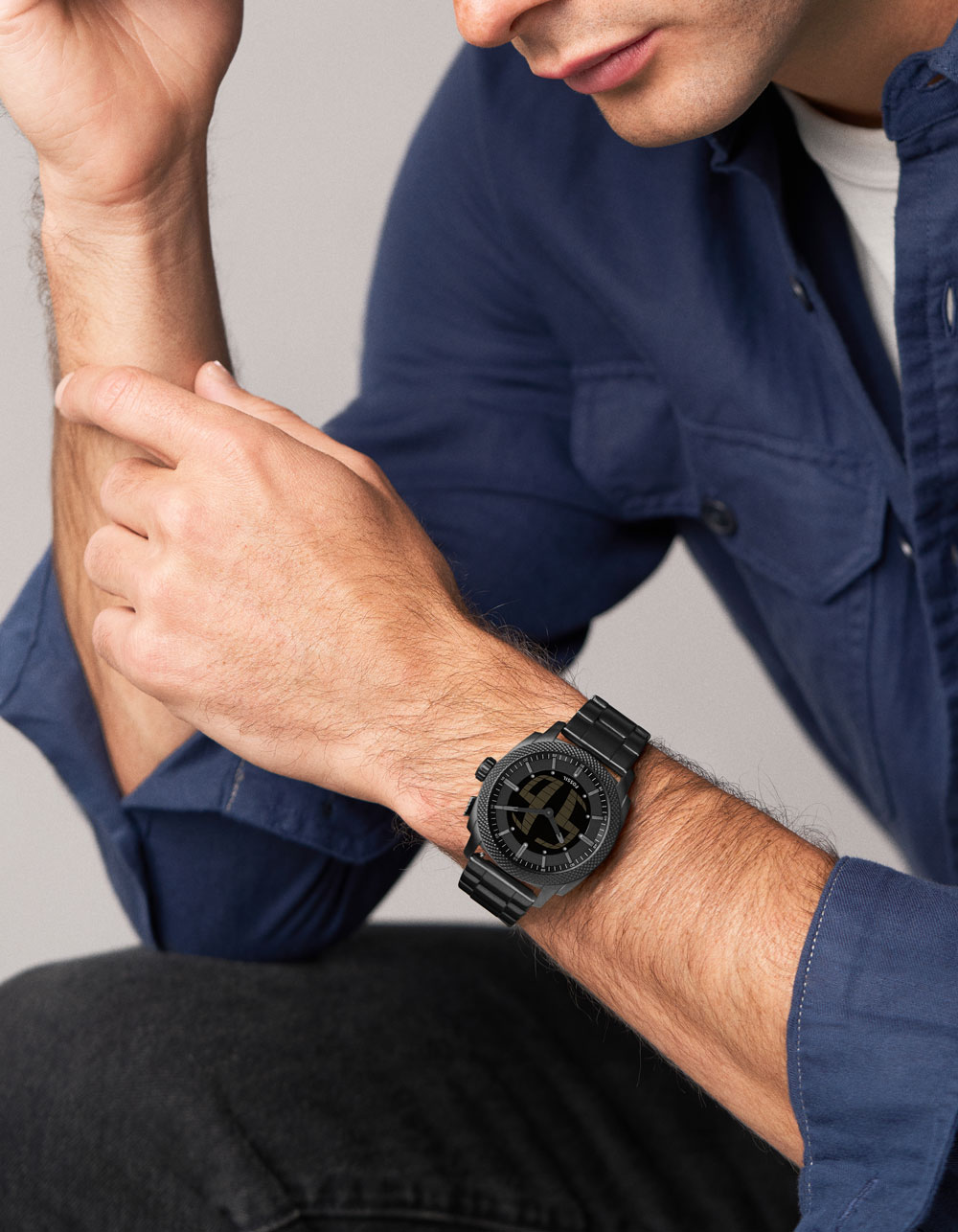 FOSSIL Machine Big Tic Black Stainless Steel Watch - BLACK
