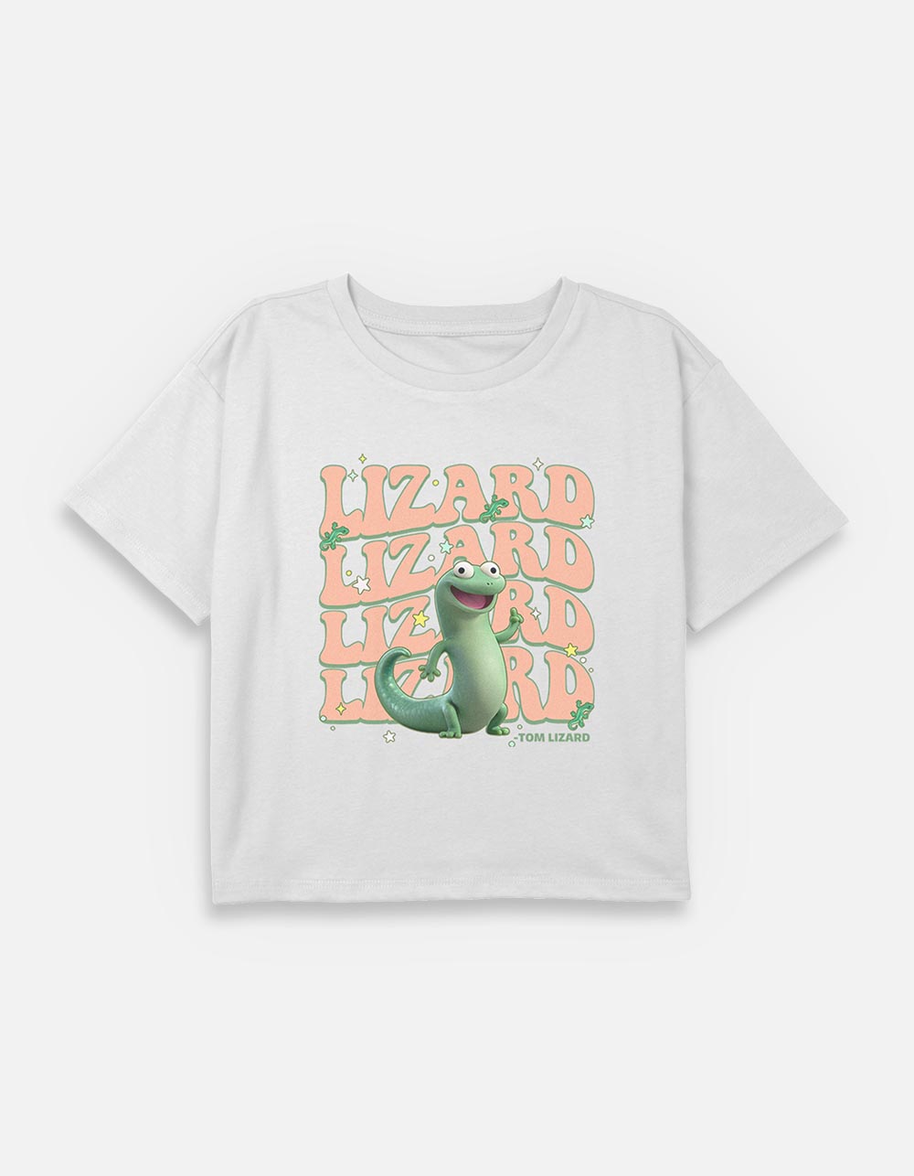 HOPPERS Lizard Stack Girls Crop Tee - WHITE