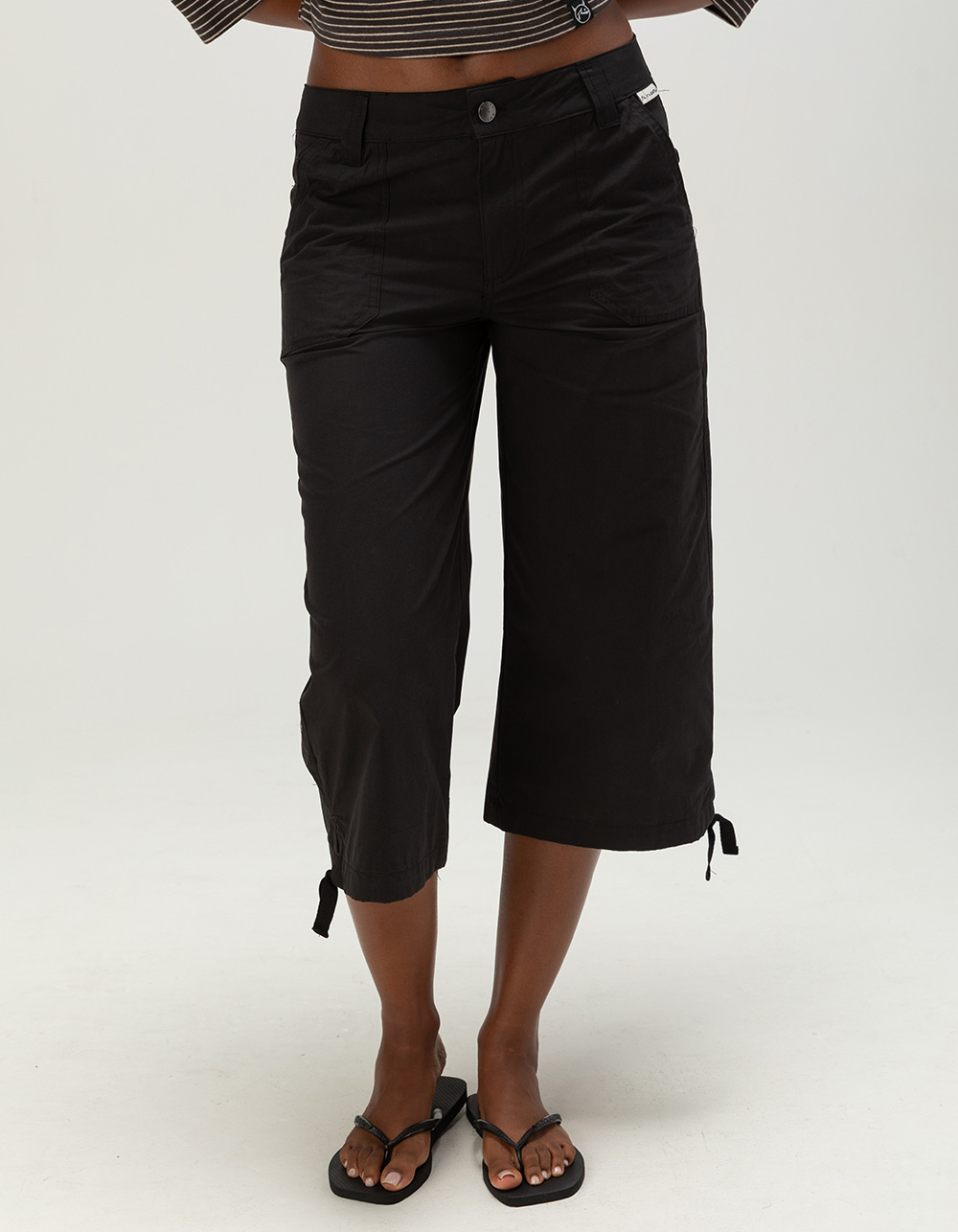 RUSTY Cameron Womens Low Rise Relaxed Capri Pants - BLACK