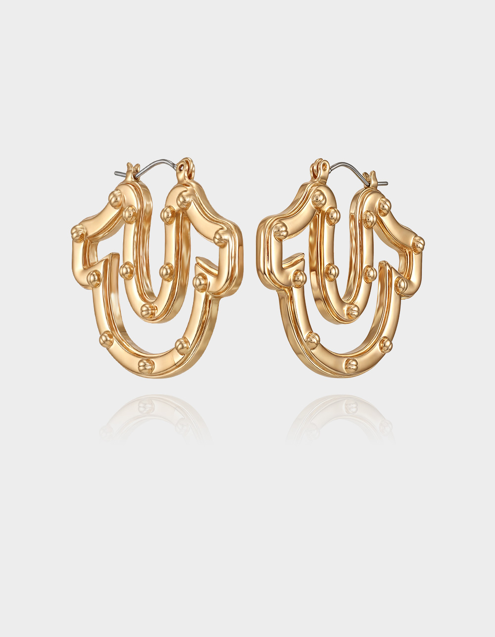 TRUE RELIGION Studded Horseshoe Hoop Earrings - GOLD