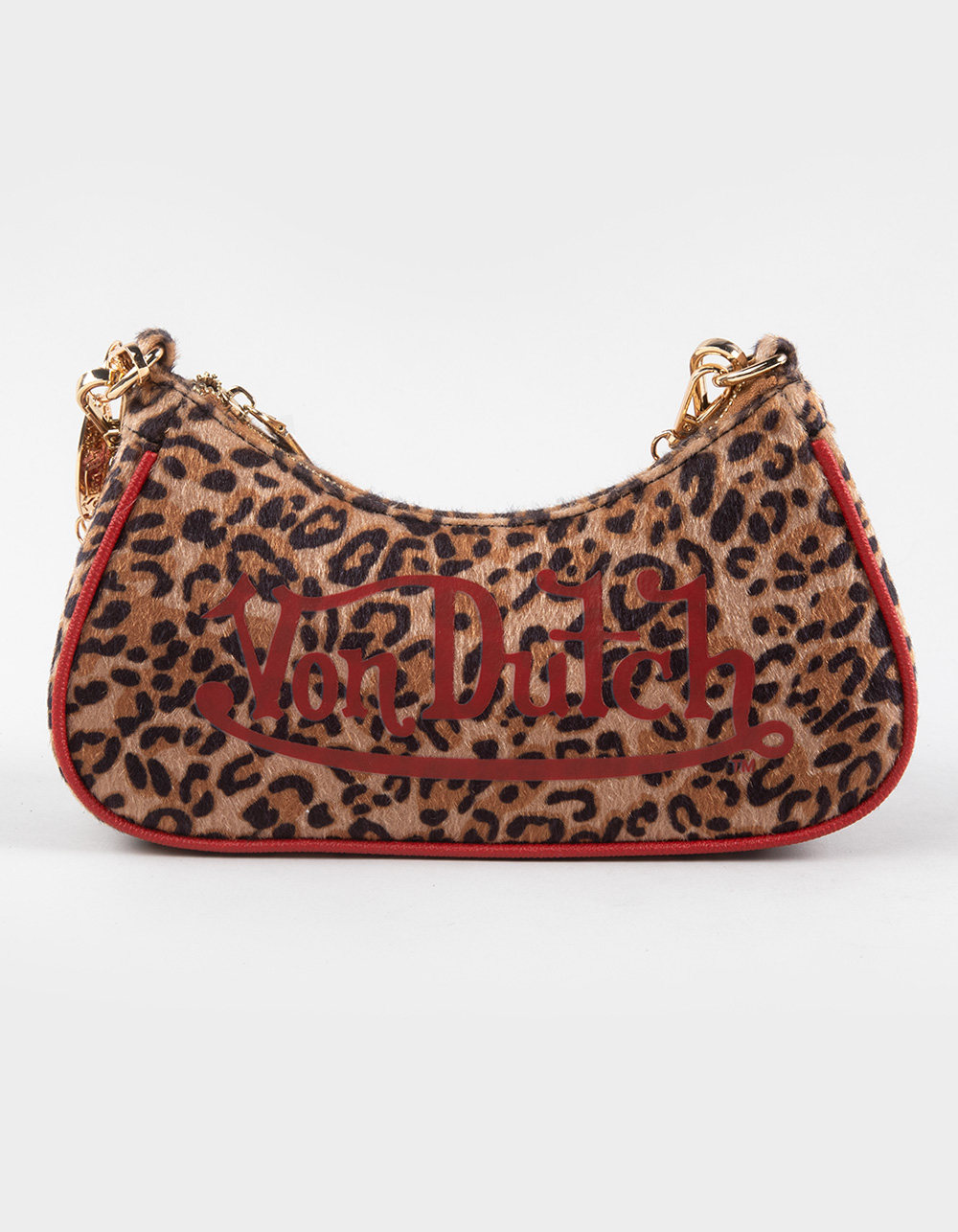 VON DUTCH Leopard Shoulder Bag - LEOPARD/RED