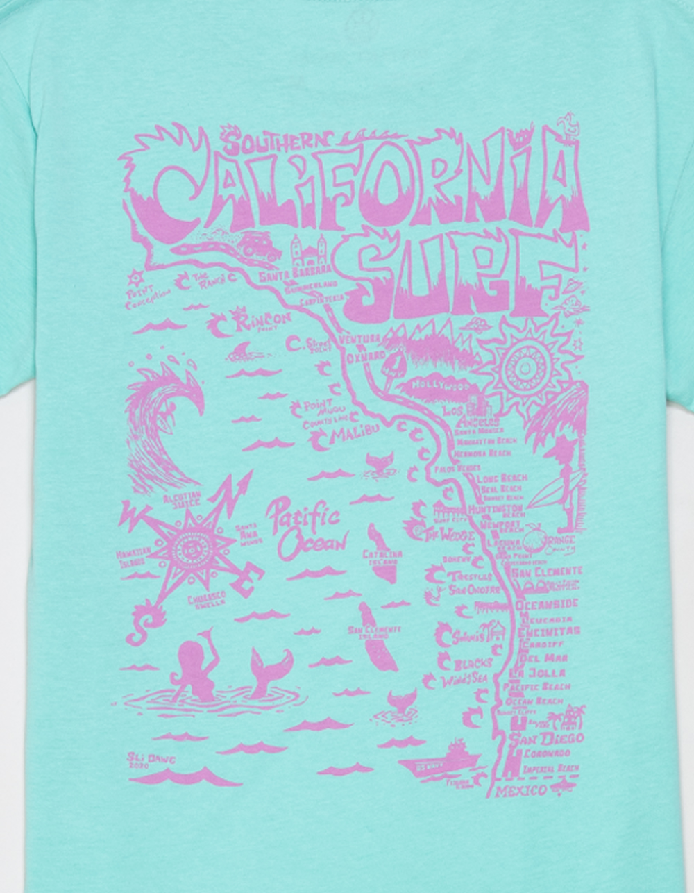 DISTANT LOCAL Cali Girls Boyfriend Tee - MINT
