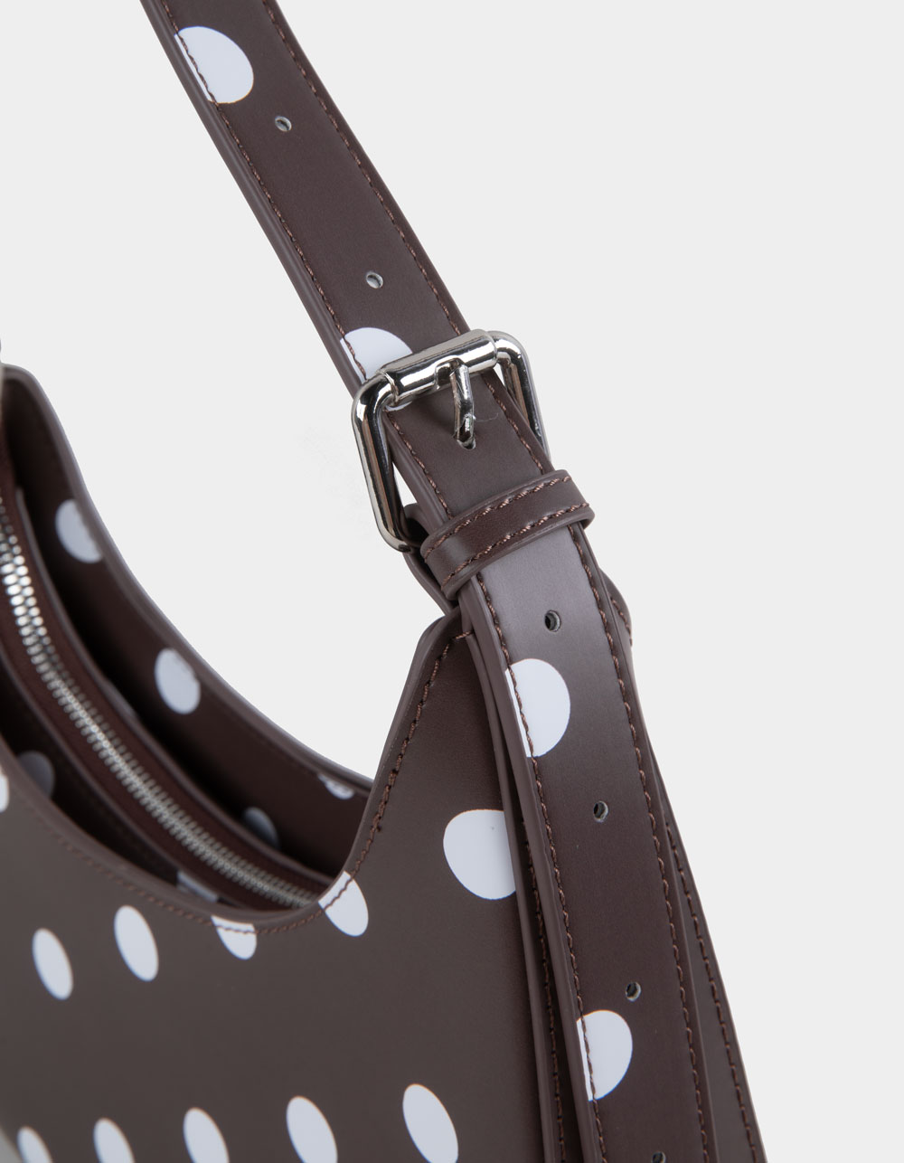 Polka Dot Shoulder Bag - CHOCOLATE