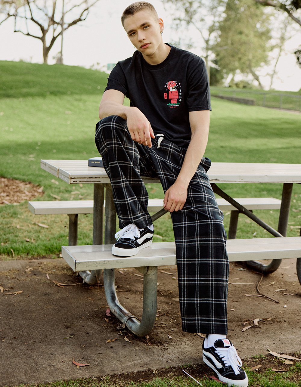 RSQ Mens Pajama Pants - BLACK/DARK GRAY