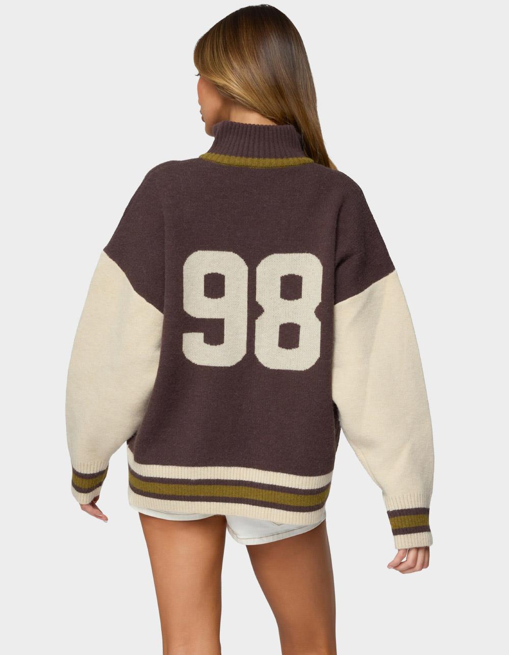 EDIKTED 98 Varsity Zip Up Sweater