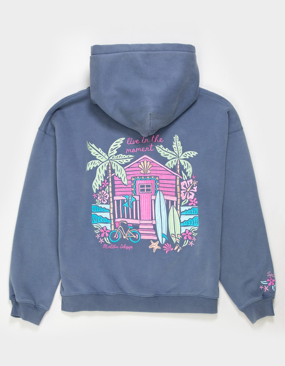 MALIBU SKYYE Live The Moment Embroidered Womens Hoodie - NAVY