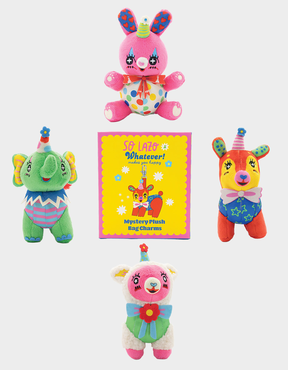 SO LAZO Party Animals Plush Bag Charm Blind Box - ASST