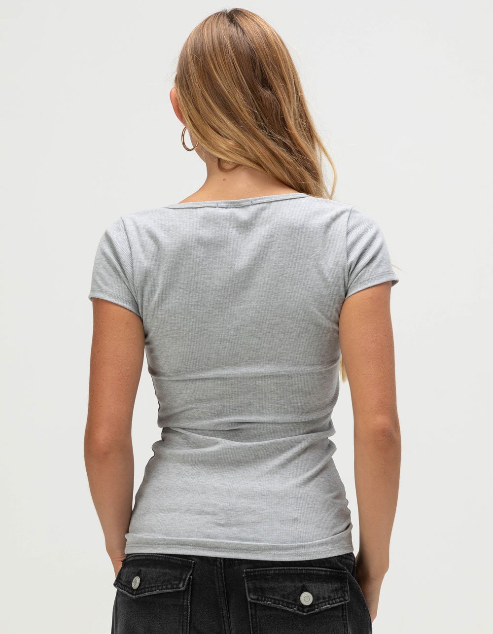 RSQ Womens Henley Top - HEATHER GRAY