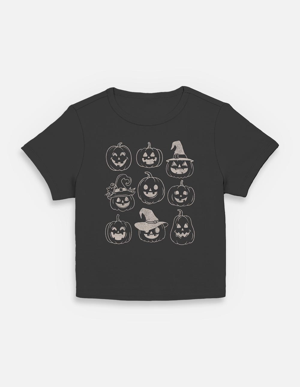 PUMPKINS Jack-O'-Lanterns Grid Womens Baby Tee - BLACK