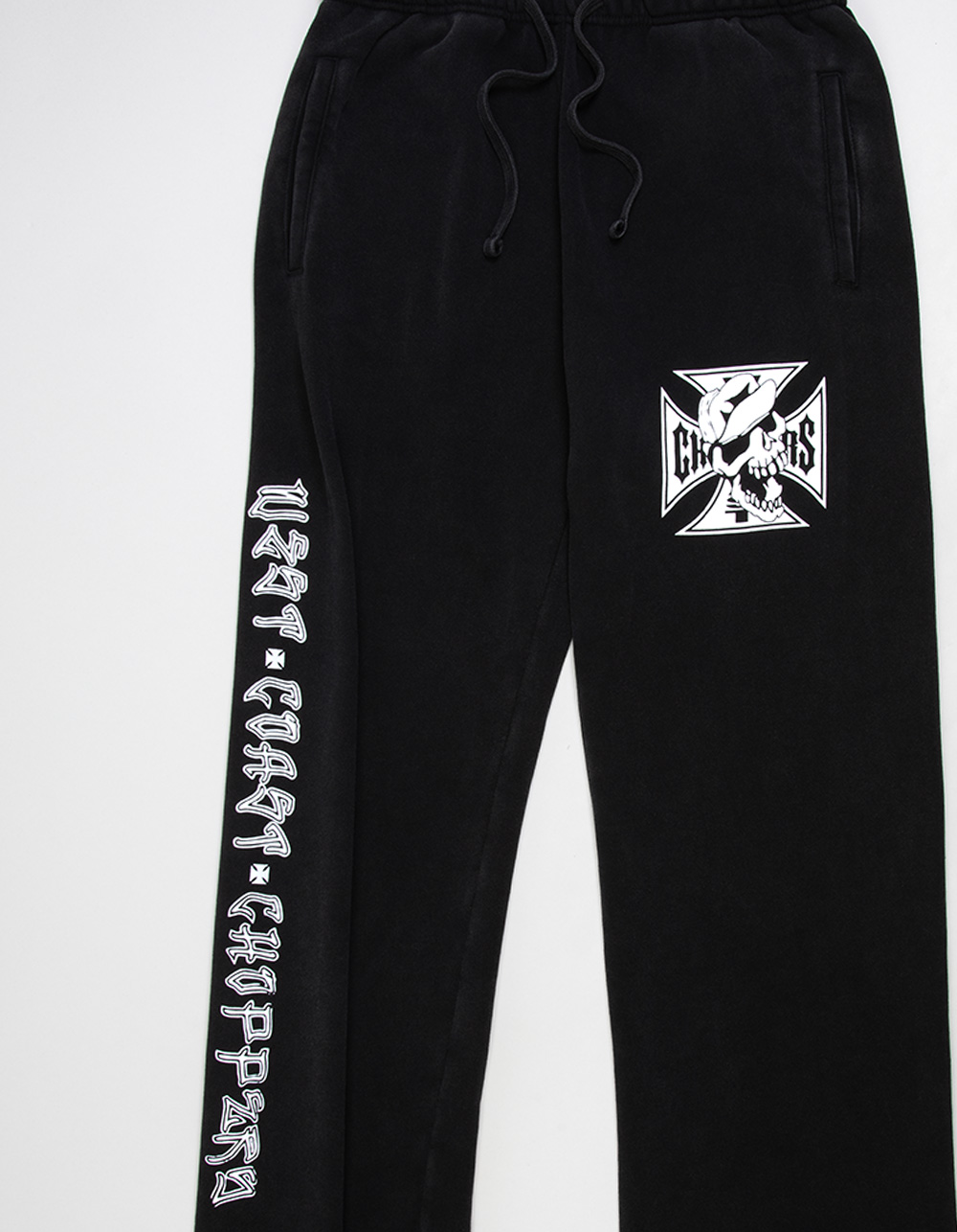 WEST COAST CHOPPERS Skeleton Moto Logo Mens Sweatpants - WASHED BLACK
