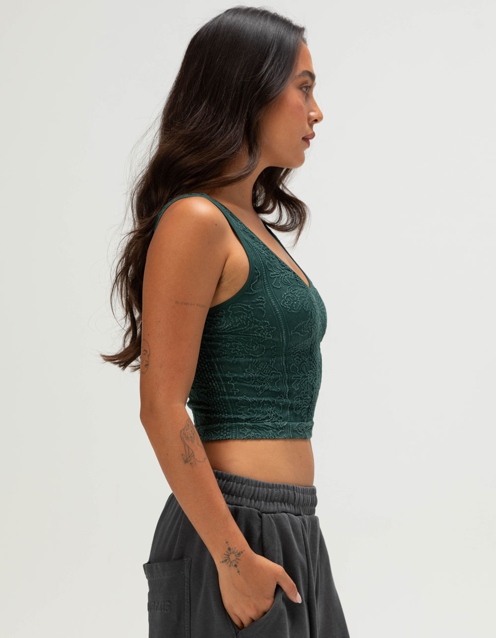 BDG Urban Outfitters Tapestry Womens V-Neck Tank Top - GREEN