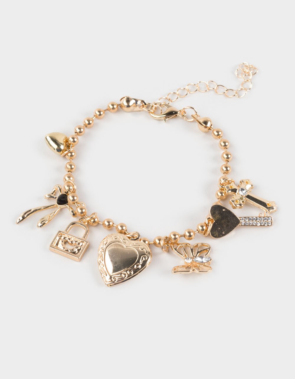 FULL TILT Butterfly/Heart Charm Bracelet - GOLD