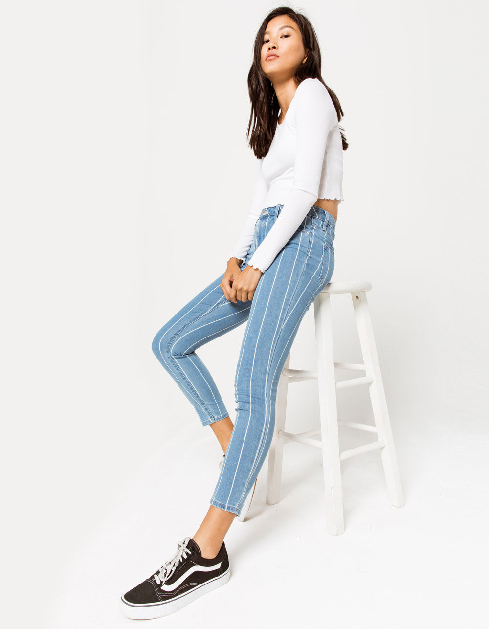 RSQ High Rise Ankle Skinny Stripe Womens Skinny Jeans - STRIPE | Tillys