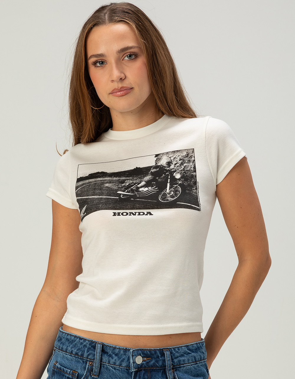 HONDA Mountain Ride Womens Baby Tee - CREAM