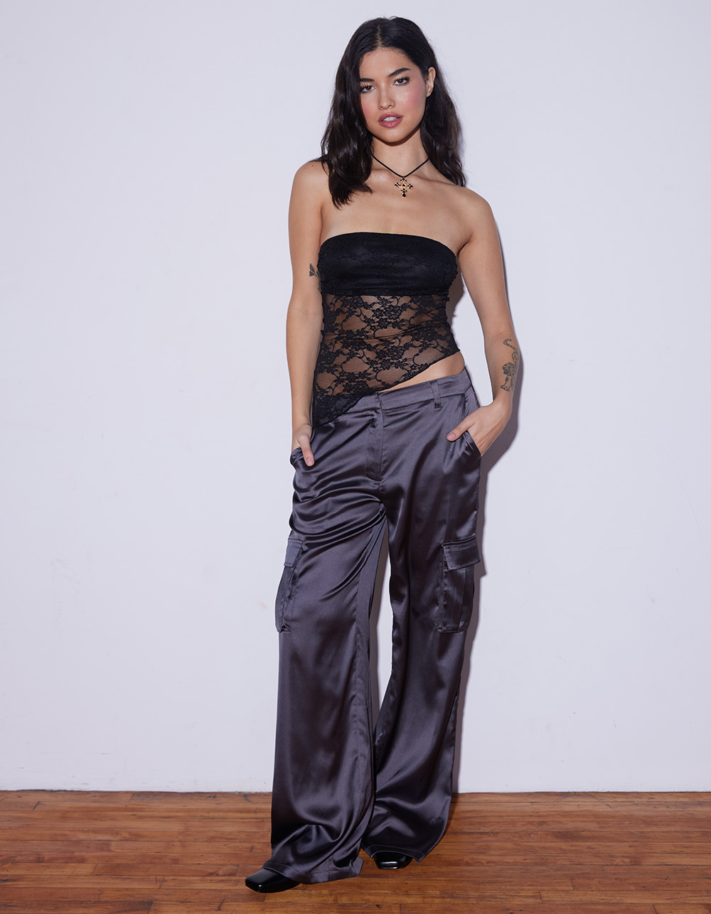 WEST OF MELROSE Lace Asymmetrical Womens Tube Top - BLACK - S | Tillys
