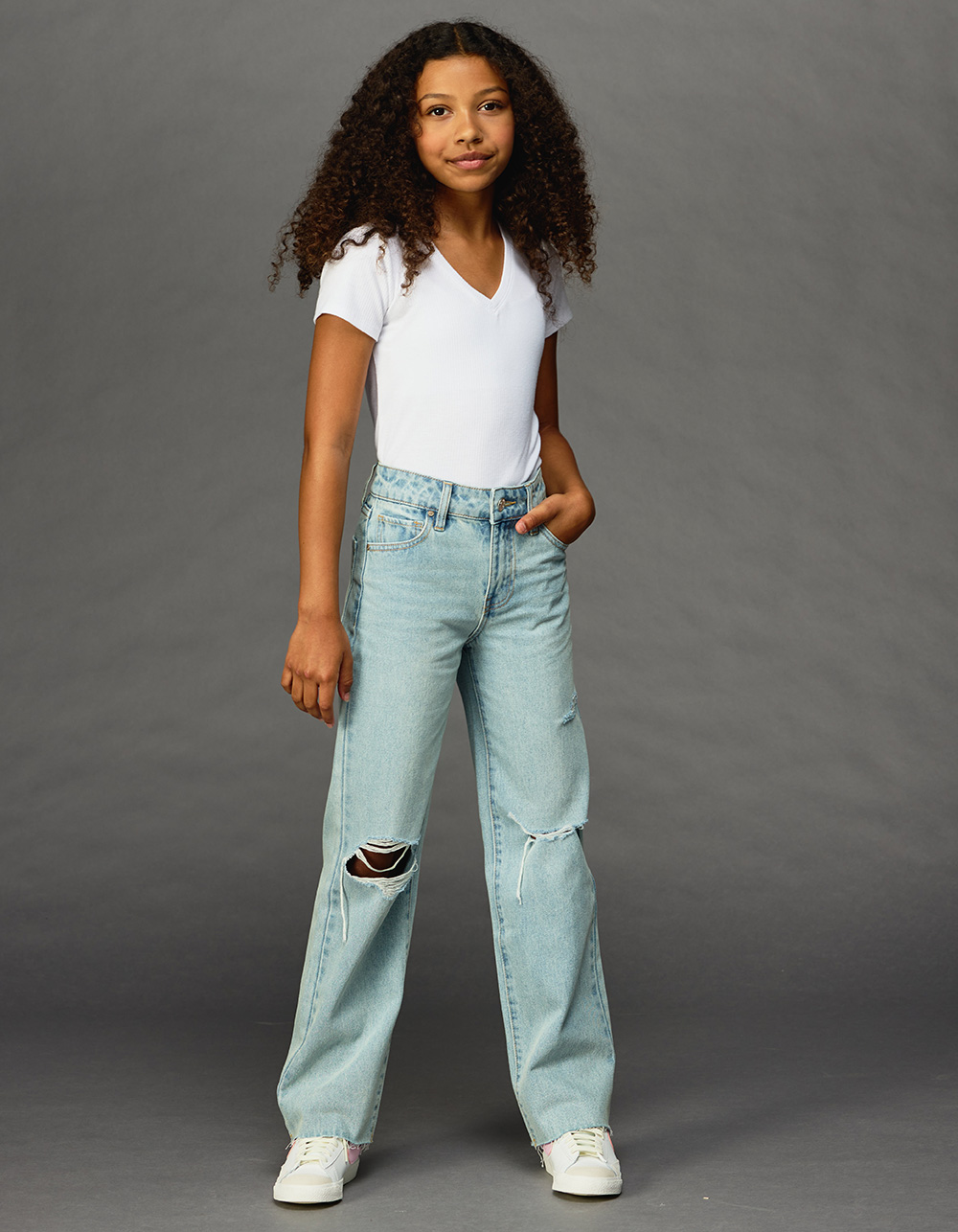 RSQ Girls High Rise Wide Leg Jeans - LIGHT WASH