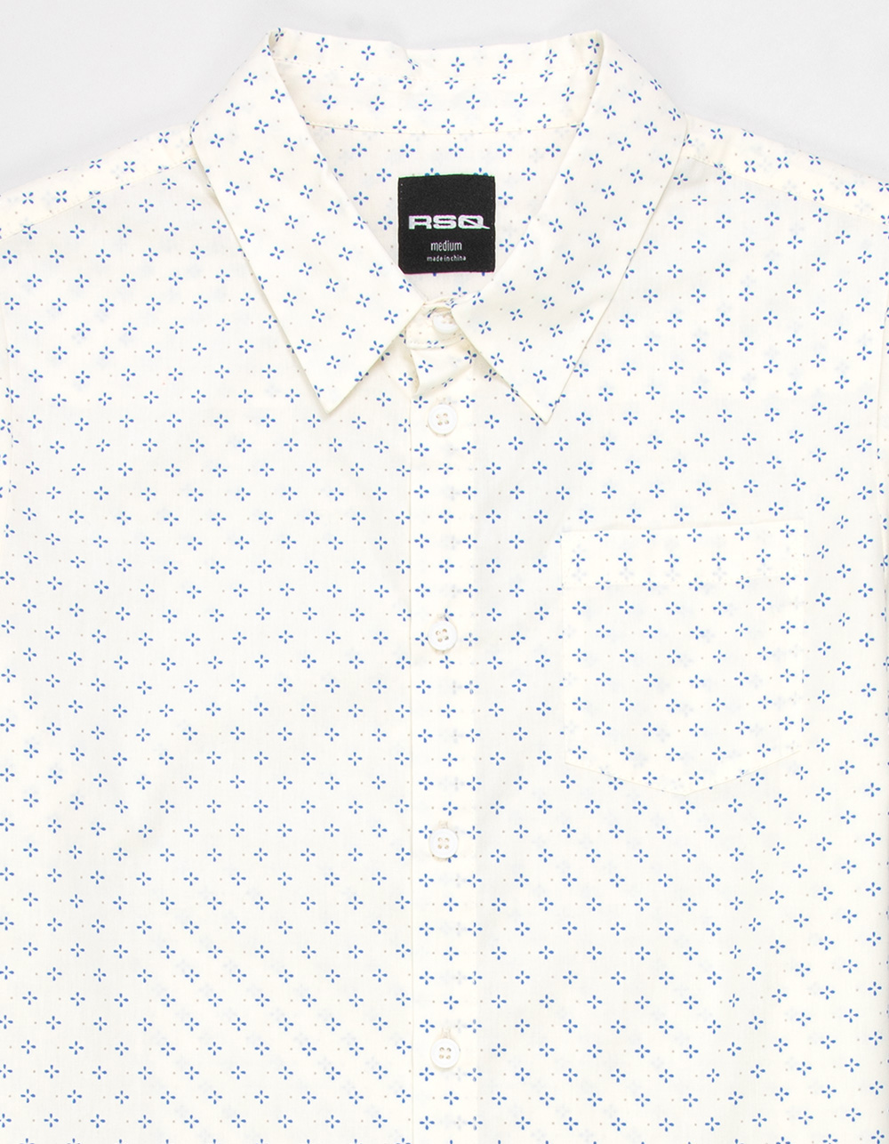 RSQ Boys Ditsy Print Button Up Shirt - OFF WHITE